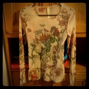 Womens long sleeve transparent shirt.